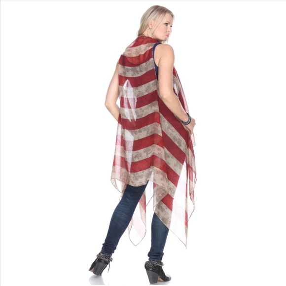 NWT distressed Stars and Stripes sheer vest patriotic USA - Picture 10 of 10